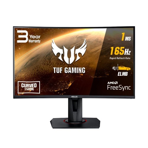 Monitor LCD ASUS VG27VQ 27" Gaming/Curved Panel VA 1920x1080 16:9 165Hz 1 ms Speakers Swivel Height adjustable Tilt Colour Blac